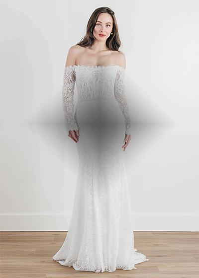 Photo of model wearing a Wtoo collection gown